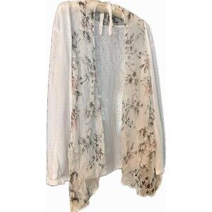 Elena Baldi Made In Italy Sz 1X Viscose Cardigan  & Silk Scarf style collar